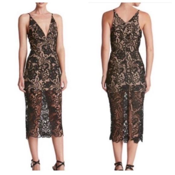 Dress The Population Marie Lace Midi Dress Size Small - Picture 1 of 7